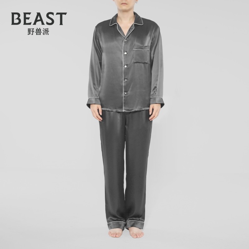 THEBEAST Fauvism silk men's pajamas home clothes upper and lower Gray