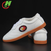 Kapok Tai Chi shoes autumn and winter soft leather beef tendon sole plus velvet thick warm cotton shoes men and women martial arts practice morning exercise shoes