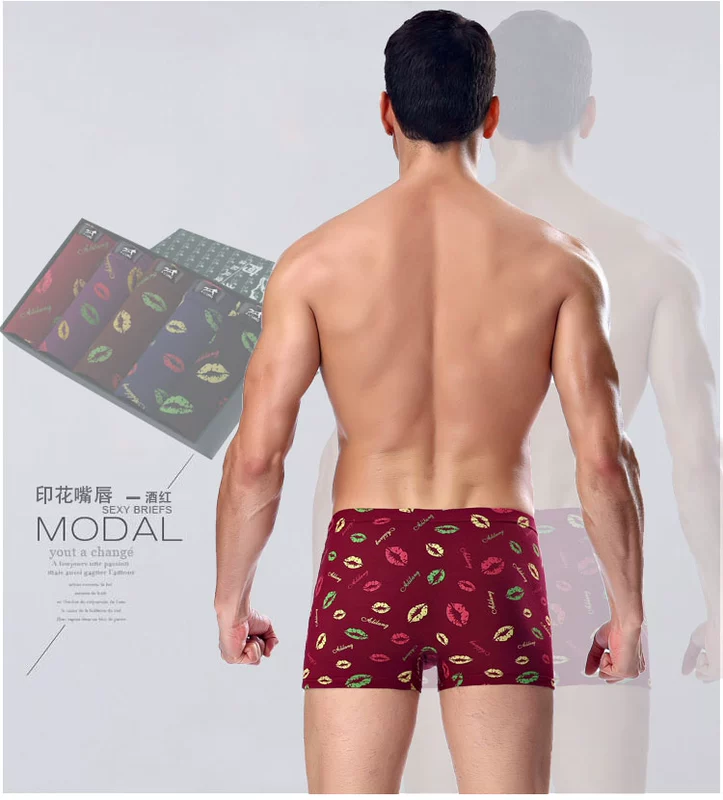 Hàng ngày khuyến mãi 4 hộp quà tặng nam đồ lót nam boxer thở eo thanh niên phong trào kích thước lớn quần short đầu