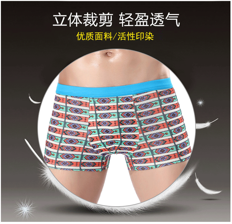 5 hộp quà tặng đồ lót nam boxer in hình thắt lưng thanh niên thoáng khí kích thước lớn U boxer lồi - Bộ quà tặng quần lót không viền