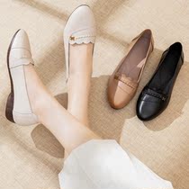 2022 autumn new beef tendon bottom mother shoes flat leather soft bottom fashion single shoes women middle-aged and elderly non-slip leather shoes