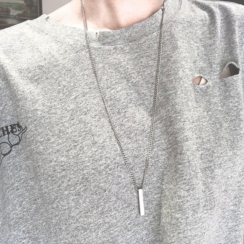 Silver Short, Medium, and Long Metal Pendant Necklace Sweater Chain Fine European and American Fashion Titanium Steel Unisex for Men and Women
