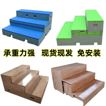 The schools new mobile folding PE plastic flip choir platform solid wood chorus stage three-story four-story step chorus