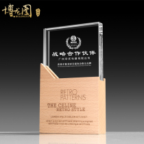 Solid Wood wooden trophy crystal trophy custom creative lettering honor medal excellent staff award souvenir