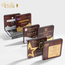 Five-pointed star wooden solid wood medals customized metal authorization card graduation season certificate franchise card appointment book production