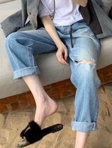 Pregnant Woman Pants Spring Summer Break Out Wear Fashion Big Code Breaking Hole Old Daddy Pants Summer Thin subjeans Summer Fashion