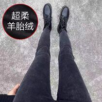 Pregnant women jeans autumn and winter plus velvet thickened outer stretch leggings tight leggings womens winter pencils pencil pants