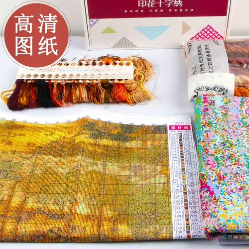 Cross -Stitch 2022 Qingming Shanghe's Tu's New Full Living Room Panoramic Painting Emelcodery Сама вышивка ручной работы новая шелковая проволока