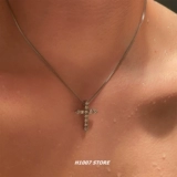 Ожерелье со змеиной костью и бриллиантовым крестом для мальчиков, нишевый дизайн в стиле хип-хоп, высококачественное ожерелье с холодной ключицей в парном стиле