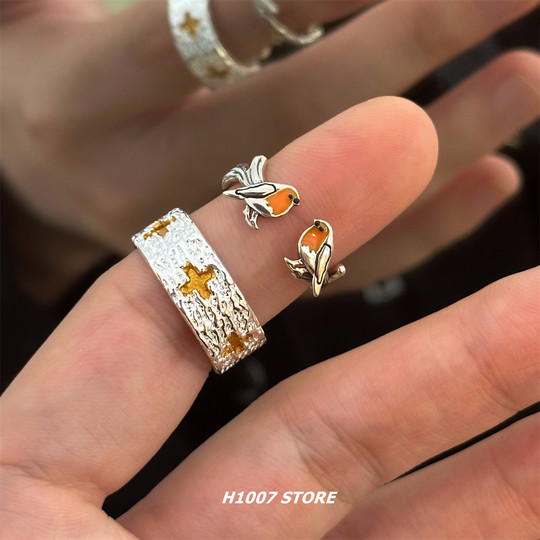 Retro old gold cross ring men's opening can fine-adjust single index finger ring couple hip-hop ring