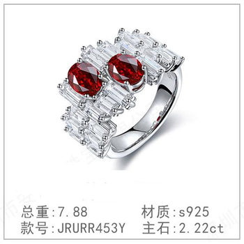 S925 silver diamond ring luxury high-end new cultured diamond simple cultured ruby plated diamond ring ring ring