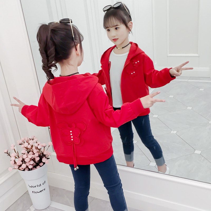 Girlspring áo 2020 mới phiên bản Hàn Quốc của mô hình thủy triều trong những đứa trẻ lớn mùa xuân mùa thu ròng cô gái đỏ không khí hàng đầu cho trẻ em