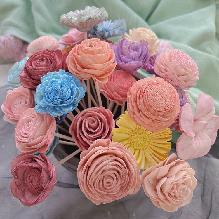 Domestic veneer flower eternal flower white 4cm6cm flower arrangement diy glass cover gift box Morandi color is not real flower