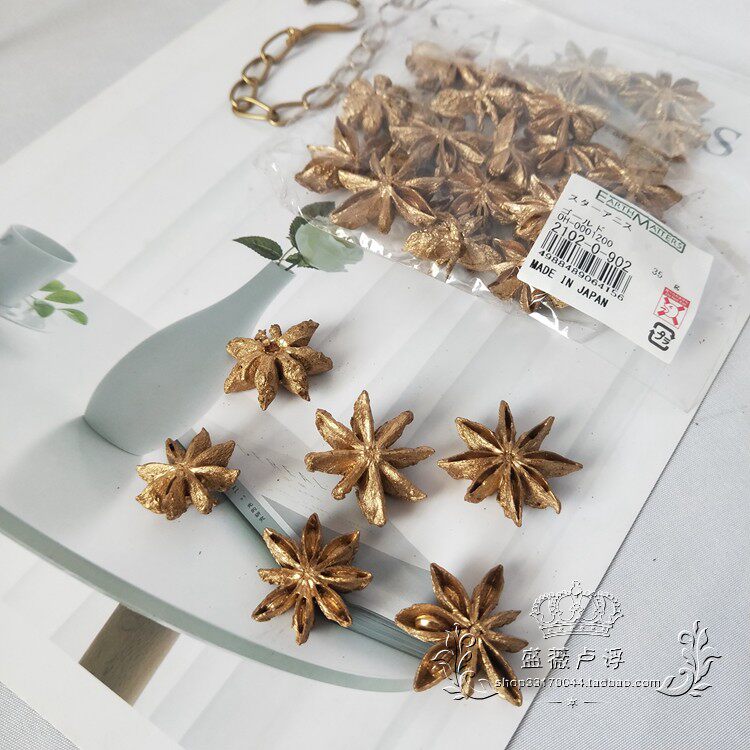 Imported 8-angle fennel gold matching material imraw floral diy material Japanese earth Christmas decorations 21020-902