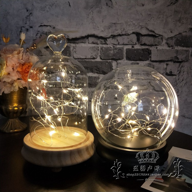 Hoa thủy tinh vĩnh cửu với ánh sáng chuỗi ánh sáng trong suốt chai đêm ánh sáng vi cảnh trang trí ngày của mẹ món quà tự làm các đồ trang trí nhà đẹp