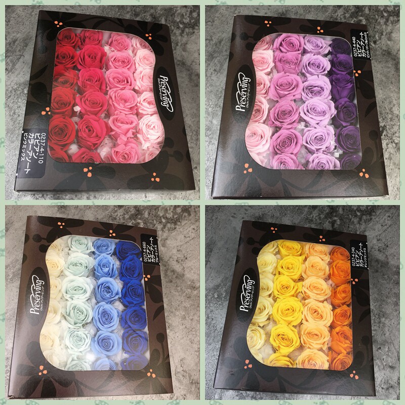 Japan Dadi Farm Immortal Flower Gradient Color Matching Rose Flower Box Small 2-3cm (24 pieces) 0237
