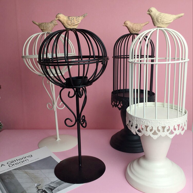European-style birdcage decoration immortal flower making flower retro desktop desktop candle candle holder home decoration wrought iron succulent