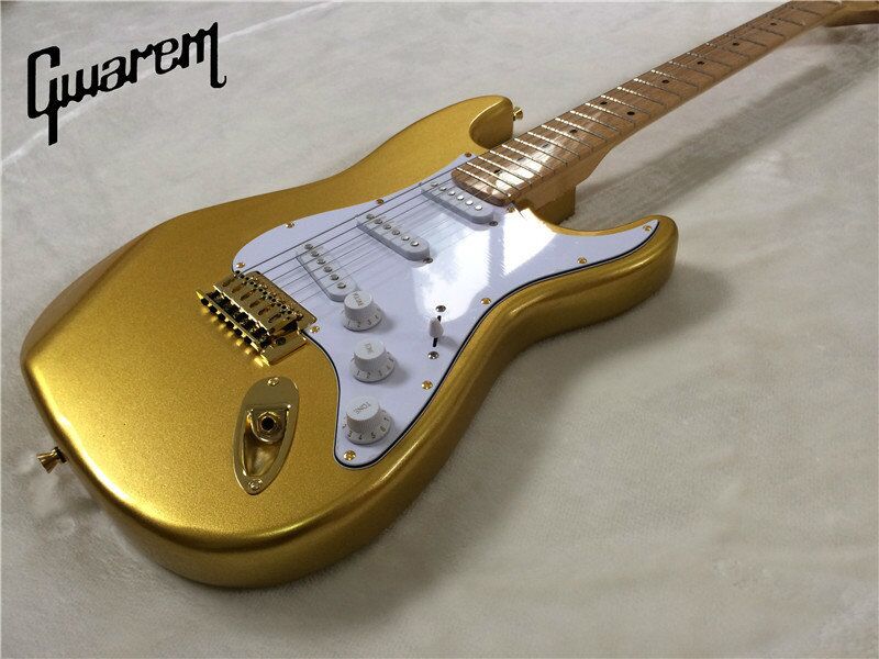 Manufacturers direct gold ST electric guitar gold string bridge gold string button feel good to customize