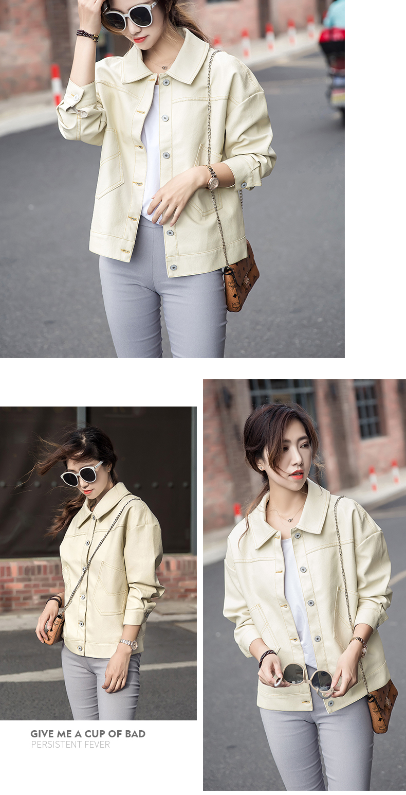 Nam cực mùa thu áo khoác da nữ 2018 mới của Hàn Quốc phiên bản của chic Harajuku phong cách áo khoác da nữ áo khoác là mỏng ngắn áo bomber da lộn