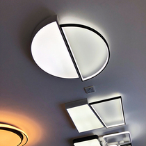 Modern minimalist bedroom ceiling lamp personality geometric art study tatami round LED light three-color dimming