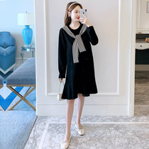 Pregnant woman Spring and autumn clothes Han version Long sleeves Spliced Striped shawl with long style lenient pregnant woman Liondress fashion spicy mother