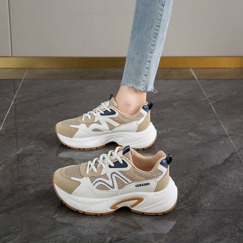 Популярные женские туфли для папы на супер толстой подошве, весна 2025 года, амортизирующая легкая студенческая спортивная и повседневная обувь для бега в стиле ретро 34