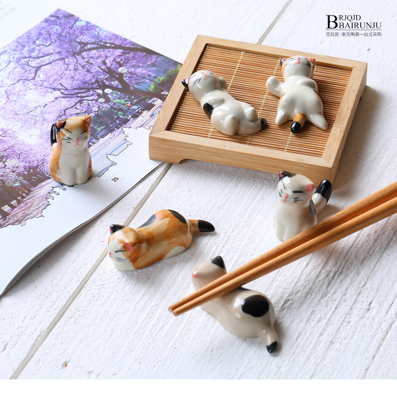 佰 Runju đũa gốm đũa đũa chủ gối hộ gia đình sáng tạo bộ đồ ăn dễ thương đặt muỗng kệ đũa hỗ trợ