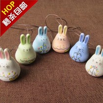 Cute rabbit ceramic wind chimes pendant ornaments childrens birthday Christmas gifts Jingdezhen ceramic jewelry wholesale