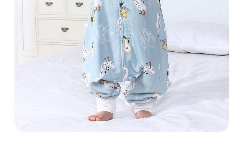 小魔箭婴儿睡袋儿童春秋夏款纱布宝宝防踢被神器四季通用分腿睡袋