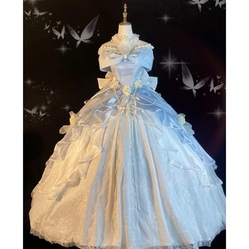 Rose Ceremony Lolita Wedding Dress High-End Blue Student Graduation Coming-Of-Age Ceremony Birthday Lolita Princess Dress Rose Ceremony Lolita Wedding Dress High-End Blue Student Graduation Coming-Of-Age Ceremony Birthday Lolita Princess Dress