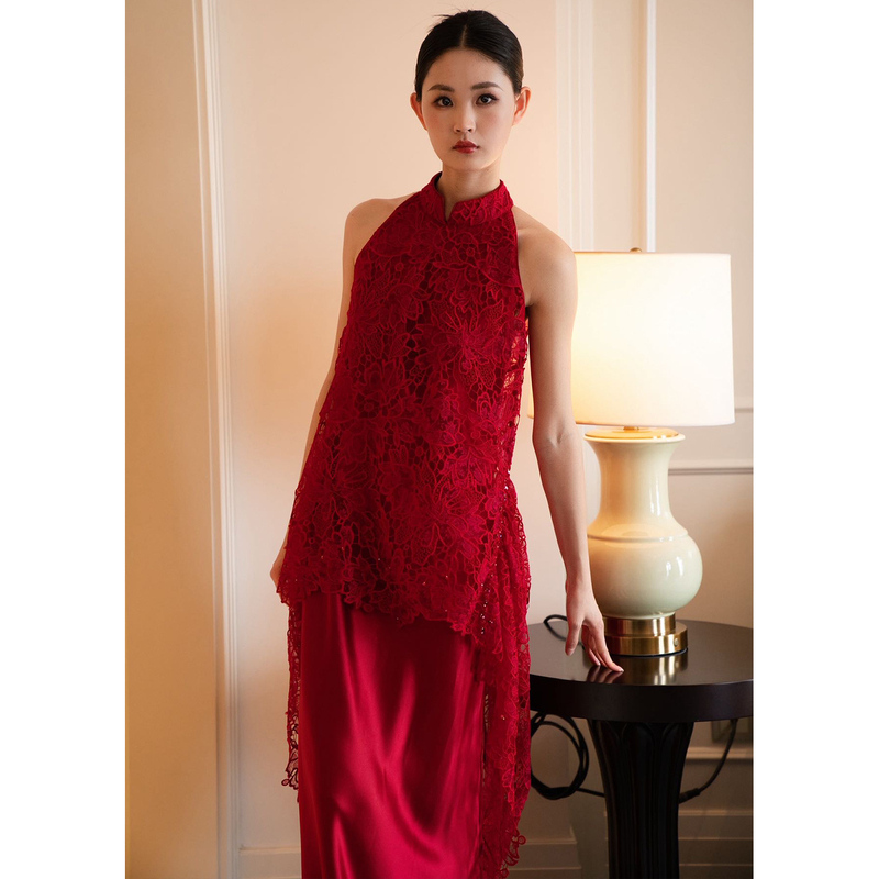 New Chinese-Style Morning Gown for Women, Bride's Engagement and Wedding Dress Two-Piece Set, Lace Wedding Dress for the Bride's Return Home Banquet, Casual Wear