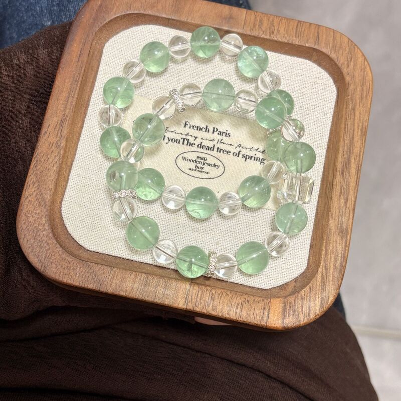 Two Butterflies Natural Crystal Green Fluorite Green Aze Bracelet for Women, Symbolizing Wealth and Prosperity, Friendship Bracelet for Best Friends and Couples