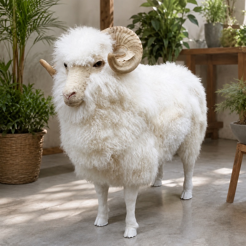 Simulated Fur Animal Sheep Model Crafts Window Decoration Large Sheep Fortune Ornament Sheep Specimen