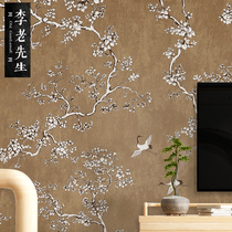 Chinese wallpaper flowers and birds classical non-woven wallpaper bedroom TV background wall wallpaper living room Chinese wind Crane