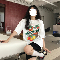 East Day is a curly original mango harvest comics printed T-shirt female summer loose short sleeve fruit printed cute