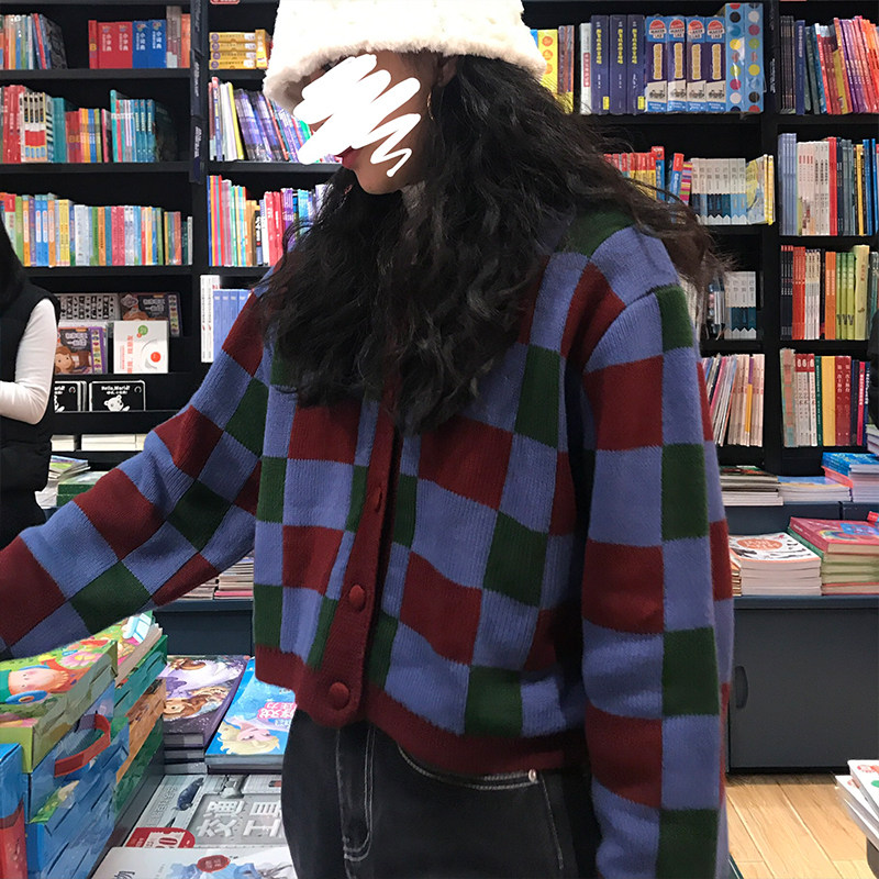 Higashi Ichi is a curly hair Hand-sewn rattle ghost horse sweater jacket women's loose vintage knit top