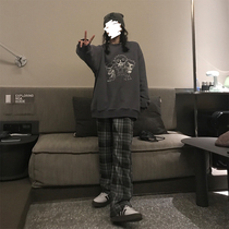 East Day is a roll of woolen plaid pants womens day ensemblees slim and small and relaxed casual broadlegged trousers