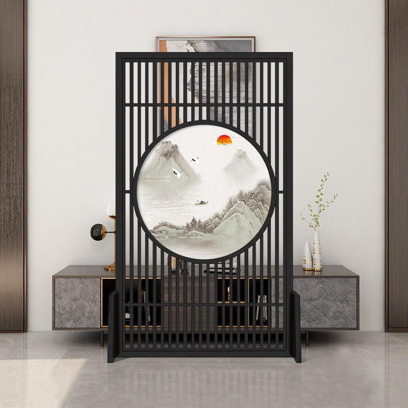 New Chinese Screen Partition Wall Living Room Office Hyun Guan Door Brief Modern Decoration Hotel Solid Wood Grid Seat Screen