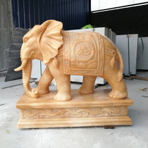 Stone elephant White marble stone elephant Sunset red stone carving elephant Marble elephant company villa door stone elephant