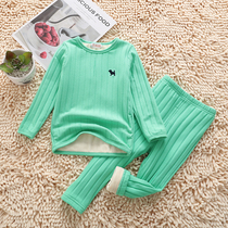 Children Warm Underwear Suit Plus Suede Autumn Winter Clothing Boy Girl Thickened CUHK Tong Autumn Clothing pants wear two sets