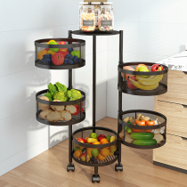 Kitchen vegetable rack round rotating fruit basket landing multi-layer shelf mobile fruit and vegetable storage basket