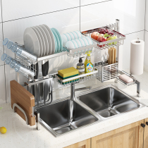 304 stainless steel kitchen sink rack bowl rack dish drain rack pool drying bowl chopsticks water filter storage box