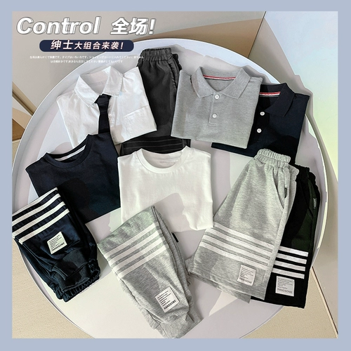 Футболка с коротким рукавом для мальчиков, рубашка, летний детский комплект, детская одежда