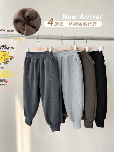 Спортивный лебедь для мальчиков, зимние детские бархатные удерживающие тепло штаны, детская одежда