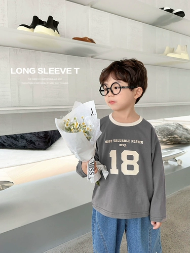 Весенний осенний детский приятный телу лонгслив для мальчиков, детская одежда