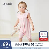 Annai childrens clothing Baby childrens one-piece summer new 1 loose 2 one-year-old female baby one-piece crawling suit