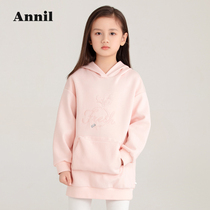 Shopping mall with ANEL childrens clothing girl hooded clothes long 2021 Autumn New Loose Girl pullover