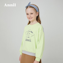 Annai childrens clothing girls sweater round neck new student pullover Western style top printed T-shirt long sleeve spring