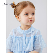 Anel childrens clothing girls shirt summer new childrens net gauze sweet fairy wind short sleeve shirt
