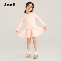 Shopping mall with ANEL childrens clothing girl long sleeve dress 2021 Autumn New thick flower girl dress Princess dress